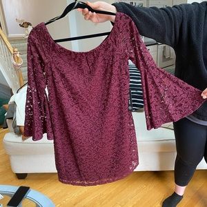 Maroon Dress with flowy sleeves